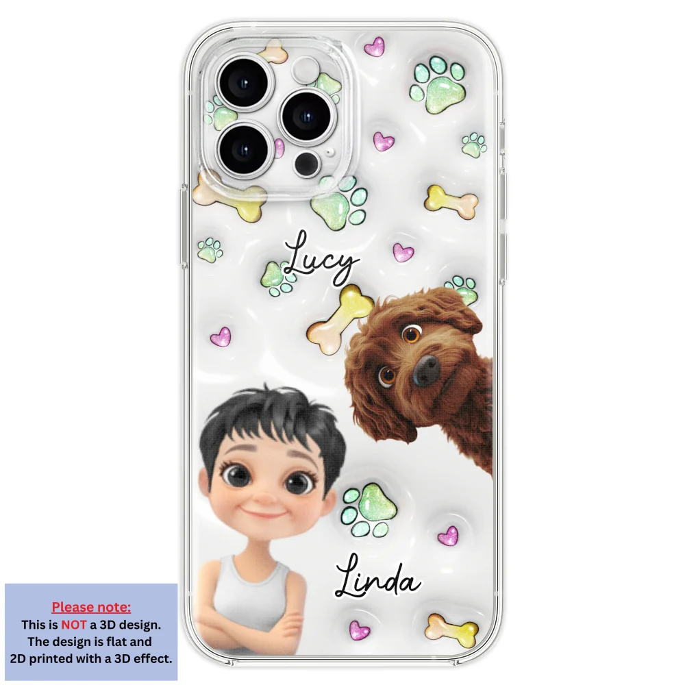 Lovely Human And Her Dogs - Personalized Custom 3D Inflated Effect Phone Case - Image 21
