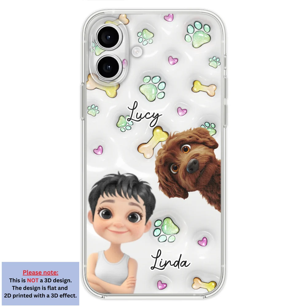 Lovely Human And Her Dogs - Personalized Custom 3D Inflated Effect Phone Case - Image 25