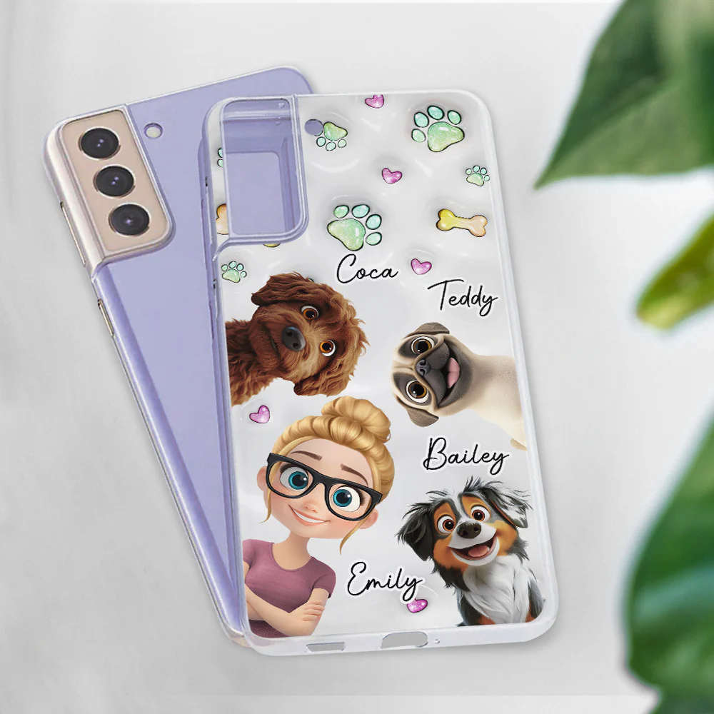 Lovely Human And Her Dogs - Personalized Custom 3D Inflated Effect Phone Case - Image 27