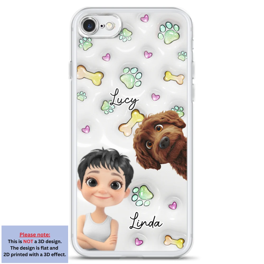Lovely Human And Her Dogs - Personalized Custom 3D Inflated Effect Phone Case - Image 5
