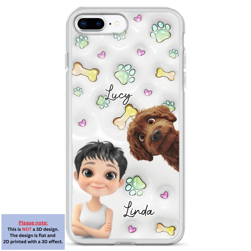 Lovely Human And Her Dogs - Personalized Custom 3D Inflated Effect Phone Case - Image 6