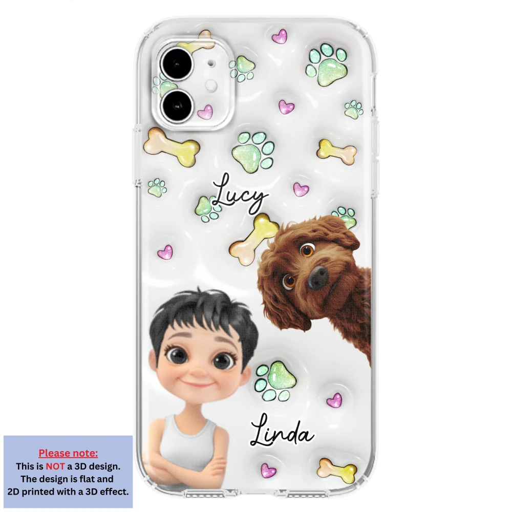 Lovely Human And Her Dogs - Personalized Custom 3D Inflated Effect Phone Case - Image 7