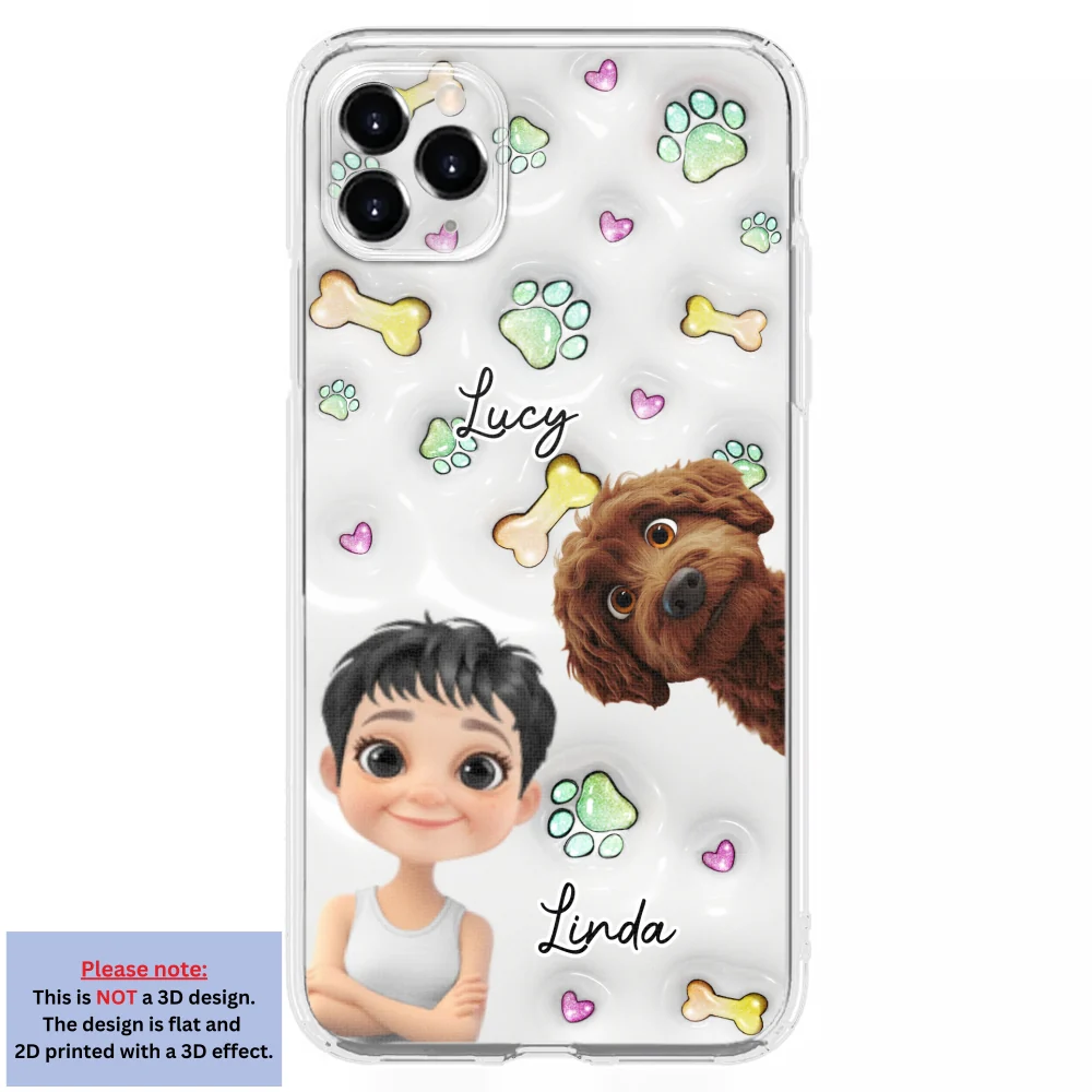 Lovely Human And Her Dogs - Personalized Custom 3D Inflated Effect Phone Case - Image 8