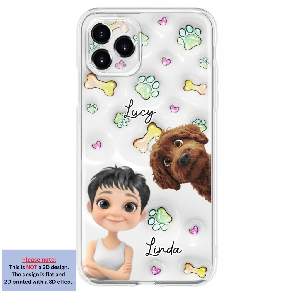 Lovely Human And Her Dogs - Personalized Custom 3D Inflated Effect Phone Case - Image 9