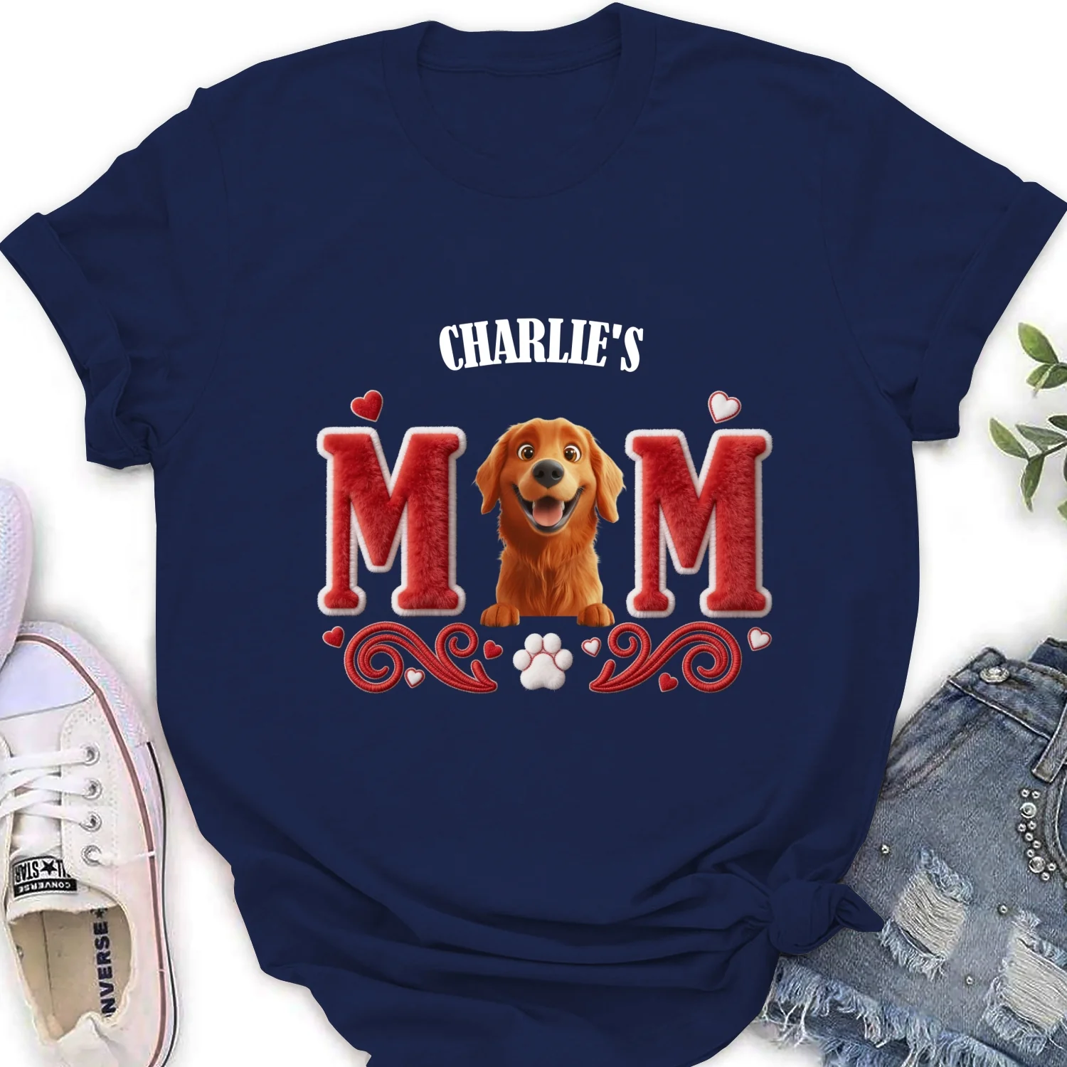 Lucky Dog Mommy - Personalized Custom Women's T-Shirt - Image 7