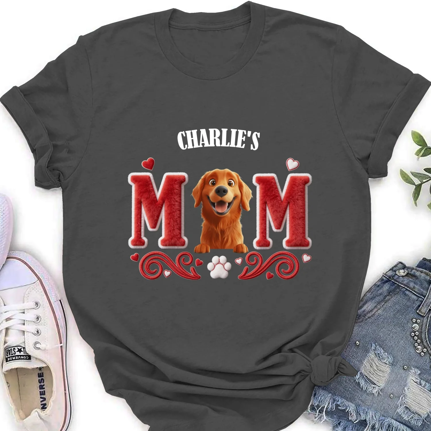 Lucky Dog Mommy - Personalized Custom Women's T-Shirt - Image 9