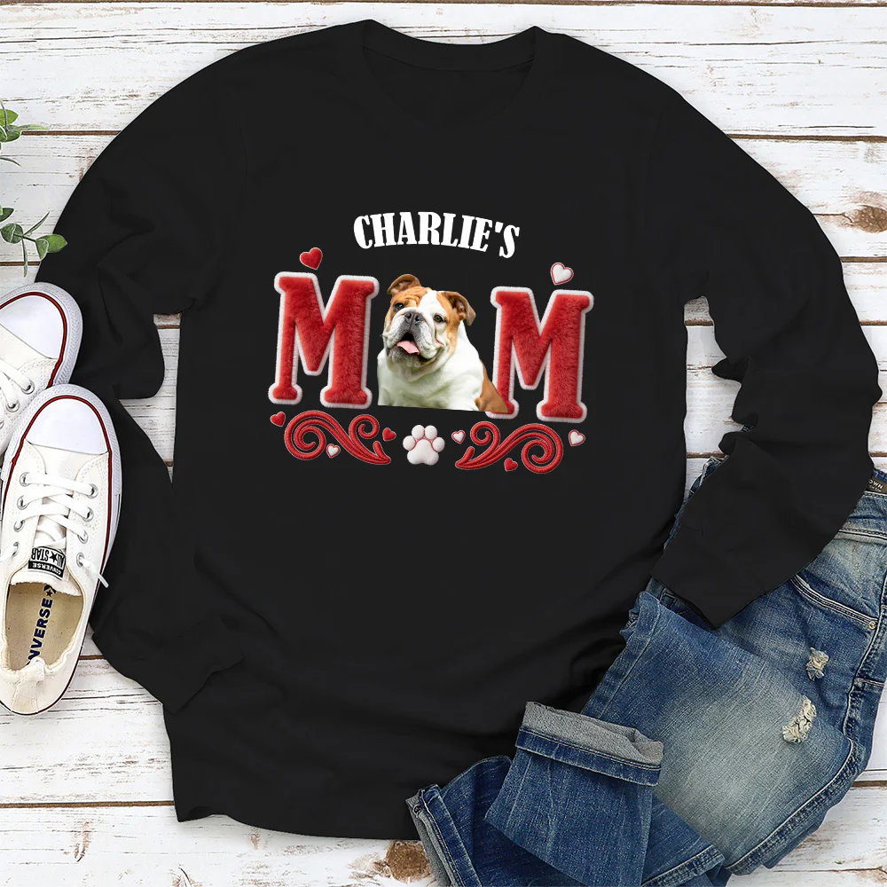 Lucky Dog Mommy Photo - Personalized Custom Long Sleeve T-Shirt