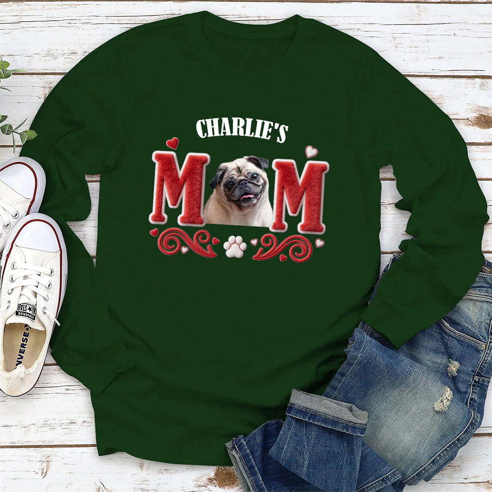 Lucky Dog Mommy Photo - Personalized Custom Long Sleeve T-Shirt - Image 2