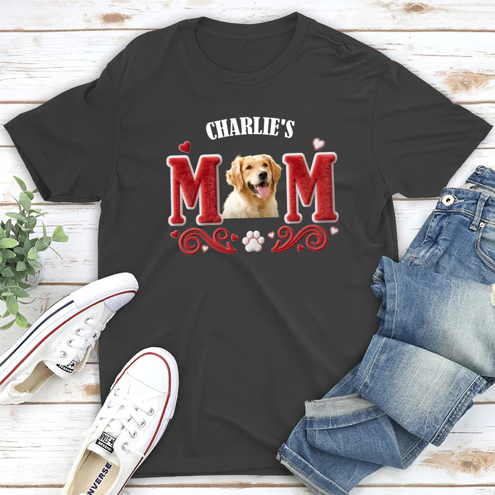 Lucky Dog Mommy Photo - Personalized Custom Unisex T-shirt - Image 5