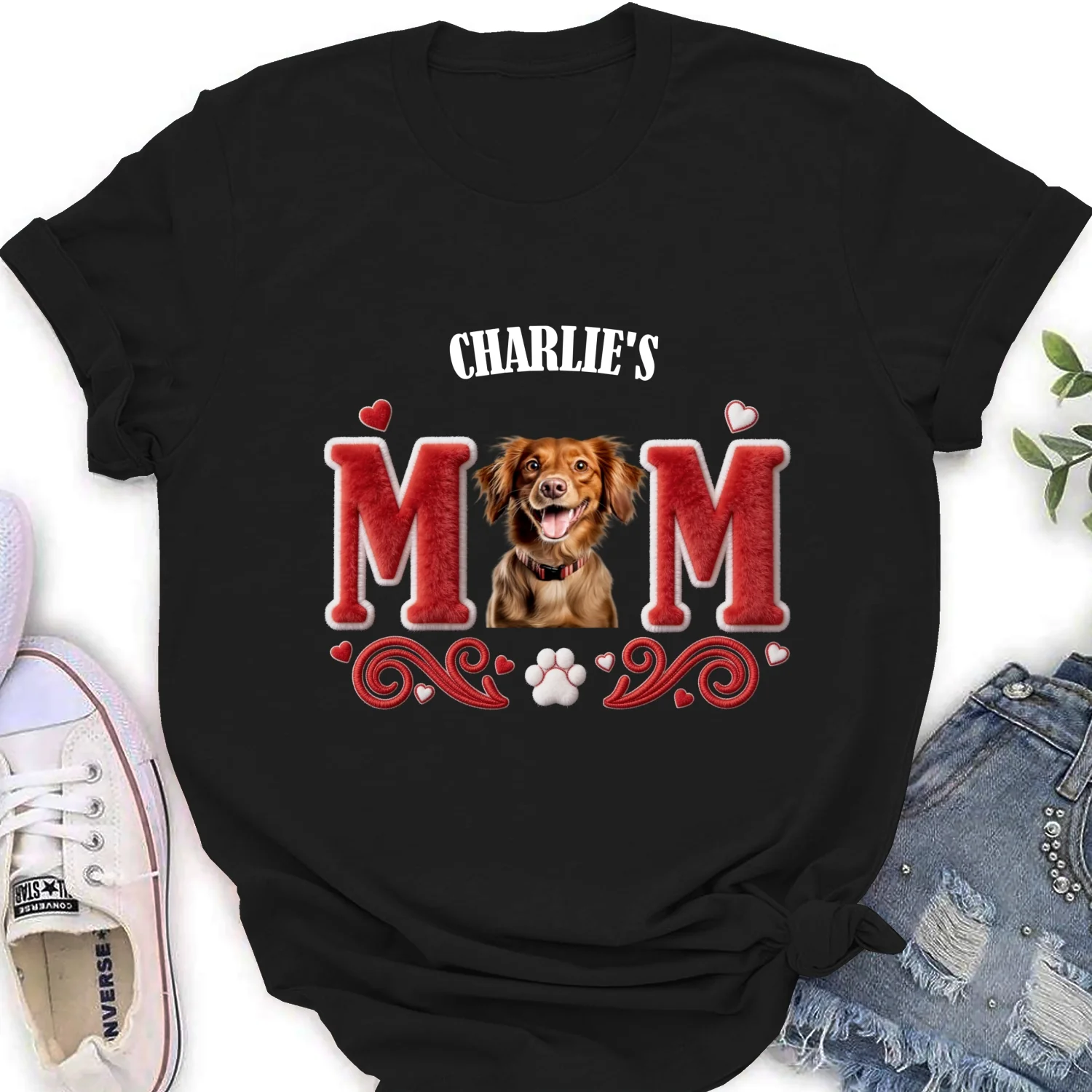 Lucky Dog Mommy Photo - Personalized Custom Women's T-Shirt - Image 6