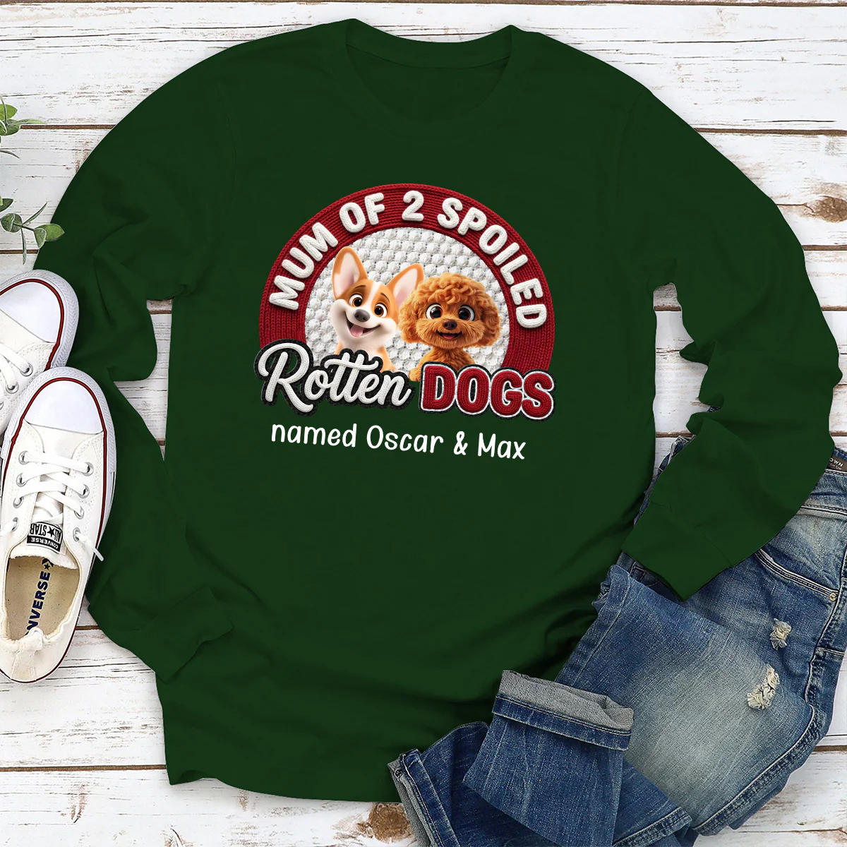 Lucky Mom Of Spoild Rotten Dog - Personalized Custom Long Sleeve T-Shirt - Image 3