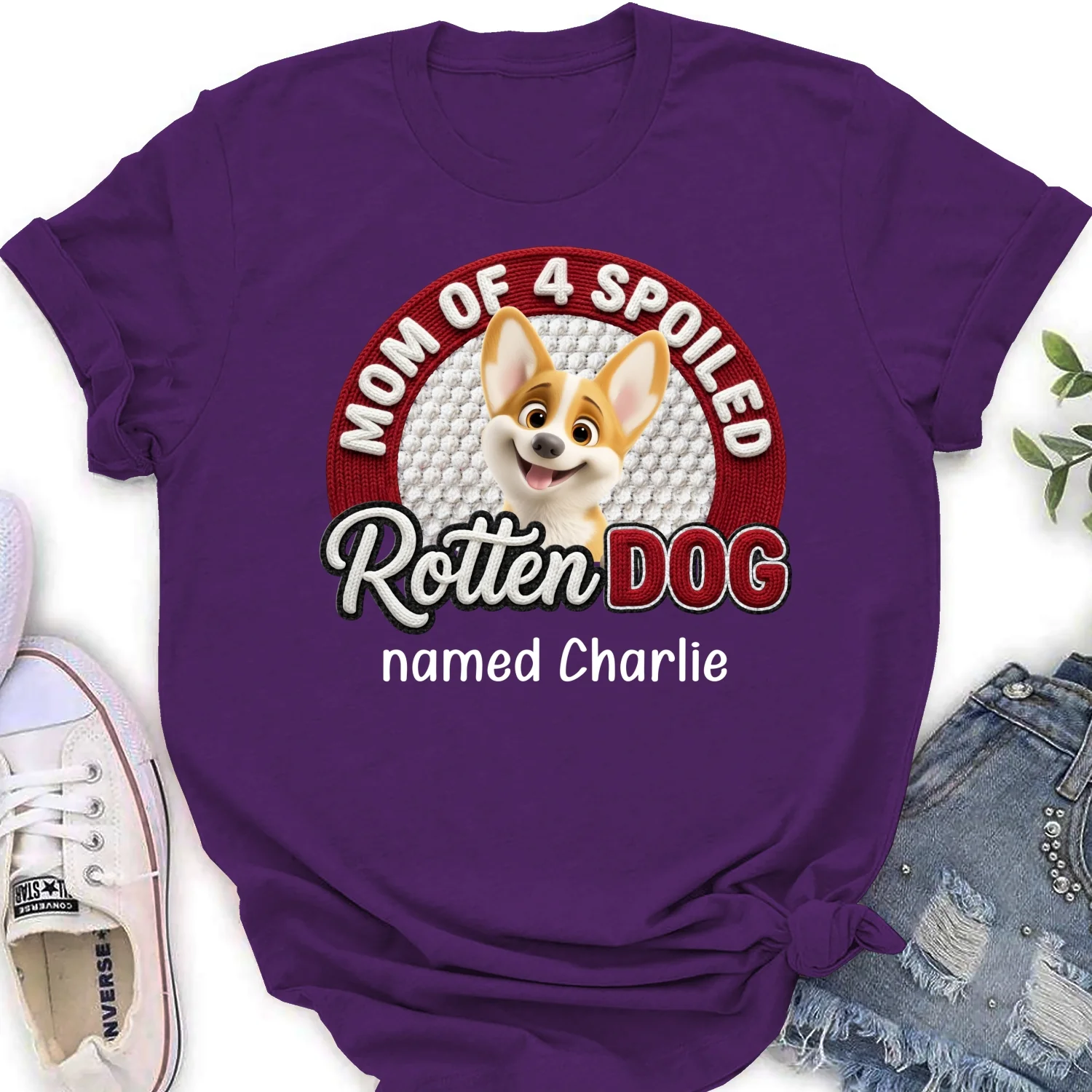 Lucky Mom Of Spoild Rotten Dog - Personalized Custom Women's T-Shirt - Image 10