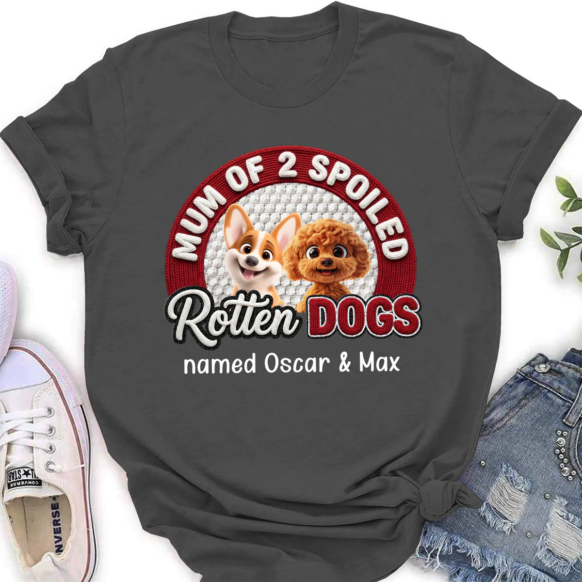 Lucky Mom Of Spoild Rotten Dog - Personalized Custom Women's T-Shirt - Image 5