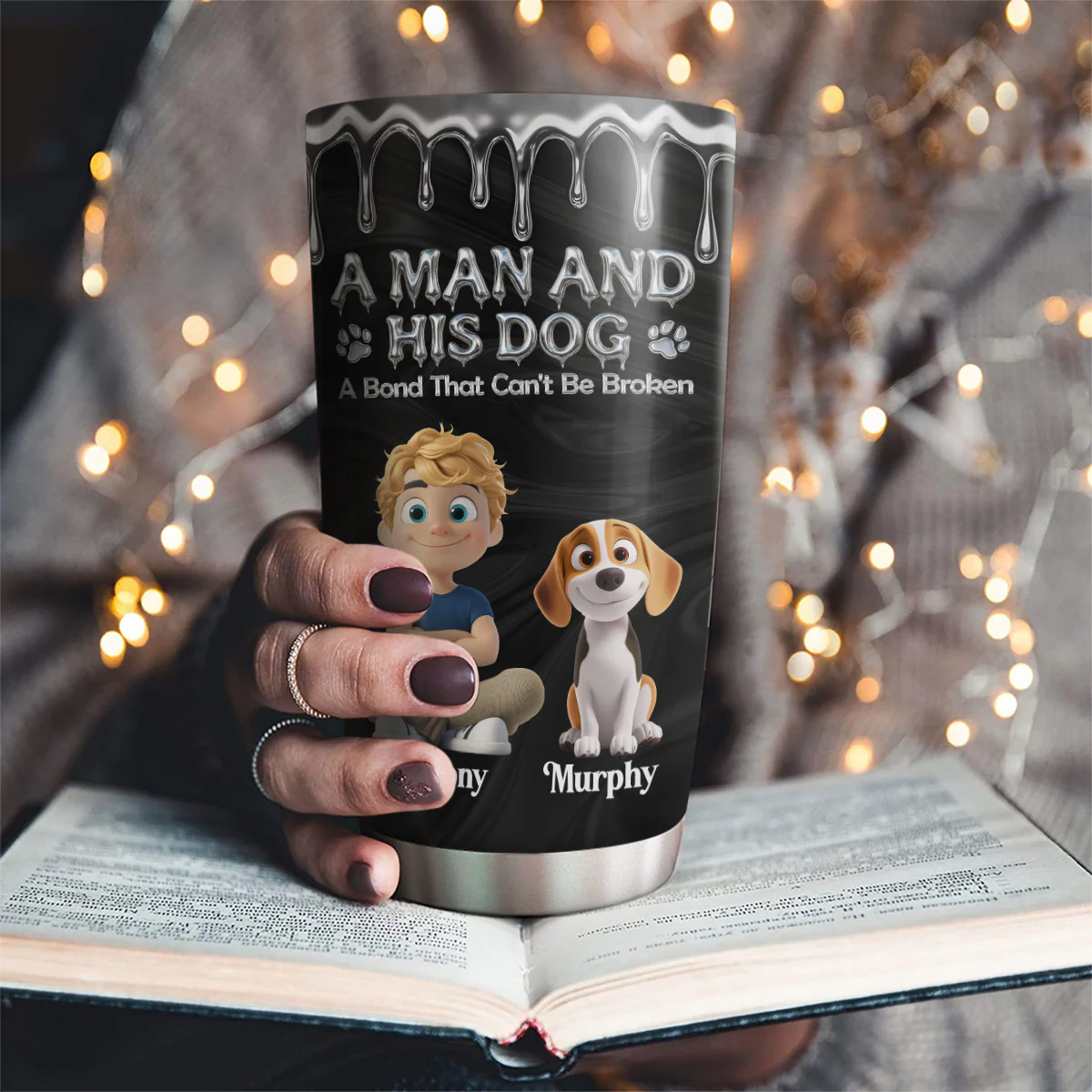 Man And Dog Together Forever - Personalized Custom Tumbler - Image 2