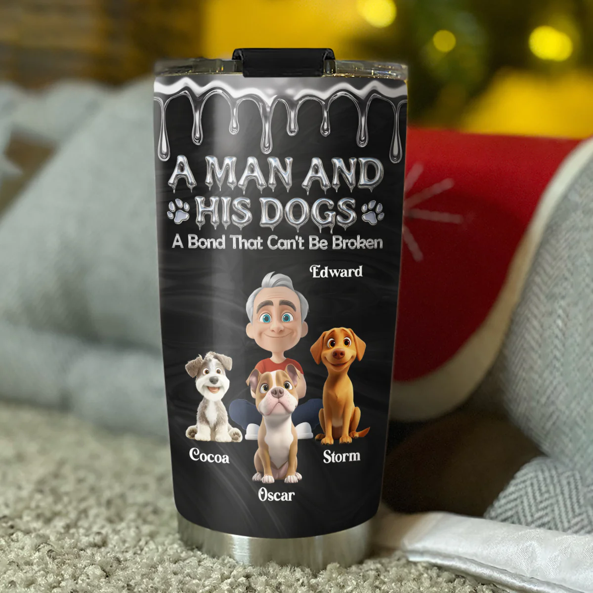 Man And Dog Together Forever - Personalized Custom Tumbler - Image 4
