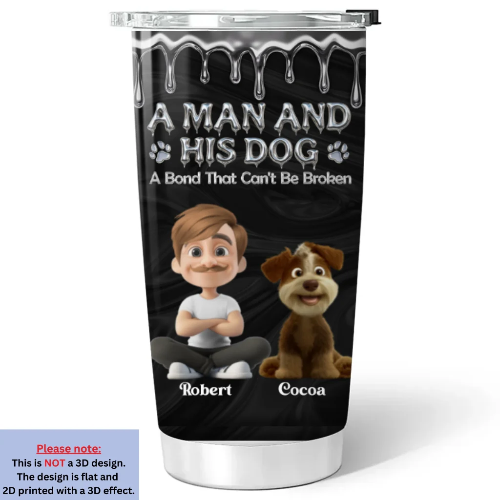 Man And Dog Together Forever - Personalized Custom Tumbler - Image 5