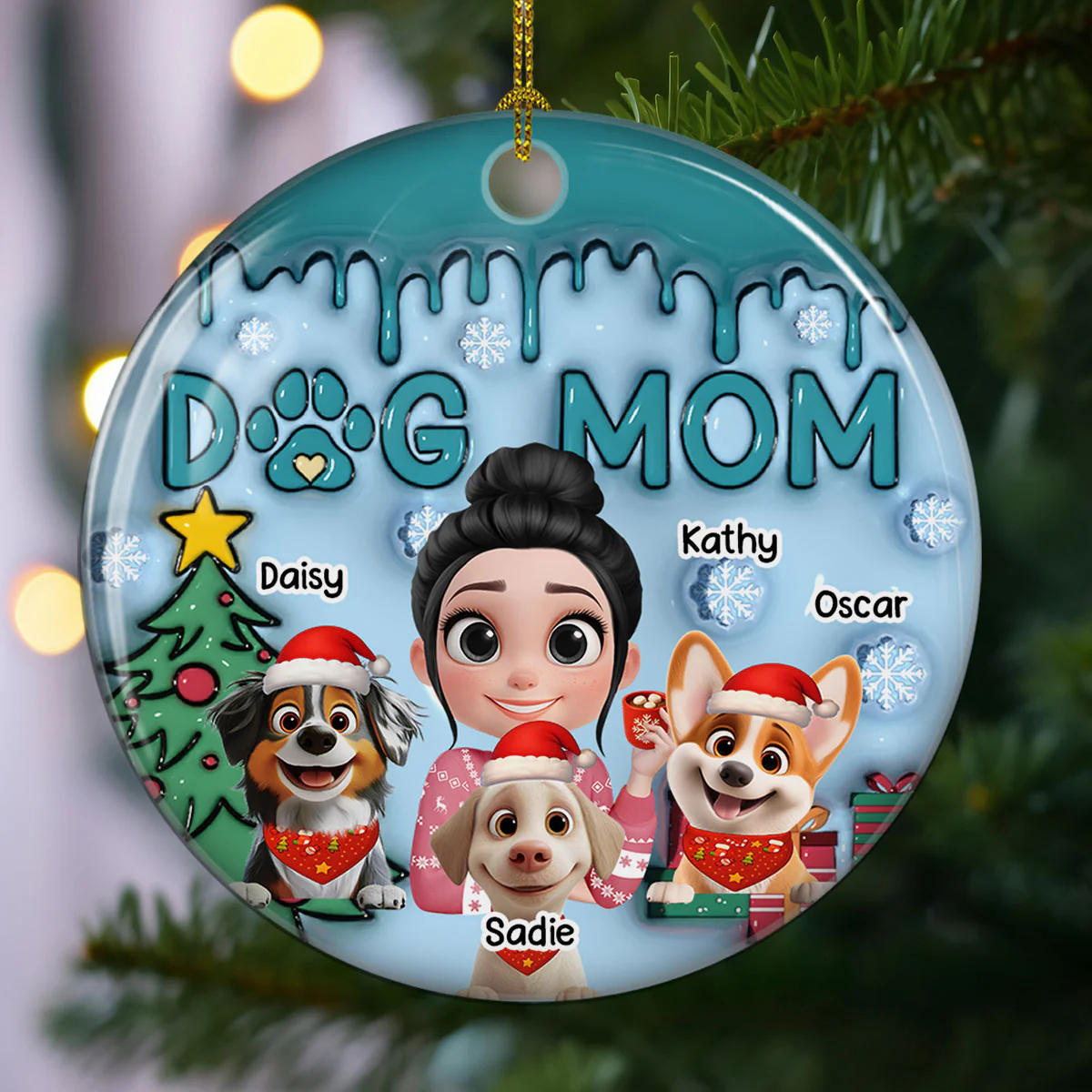 Me And Lovely Dog - Personalized Custom 3D Inflated Effect Ceramic Ornament - Image 3