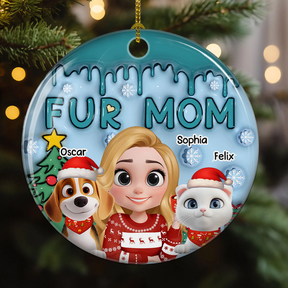 Me And Lovely Pet - Personalized Custom 3D Inflated Effect Ceramic Ornament