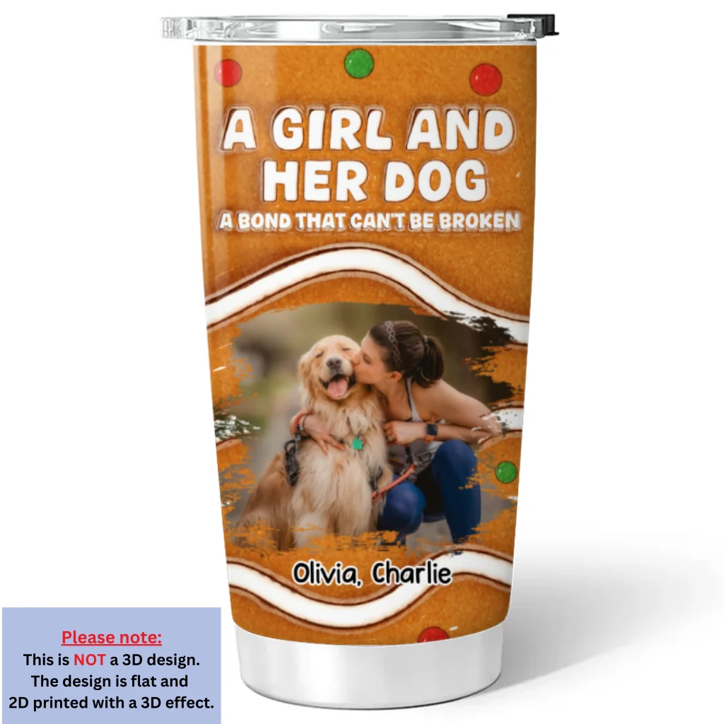 Me And My Baby Dog Photo - Personalized Custom 3D Inflated Effect Tumbler - Image 2