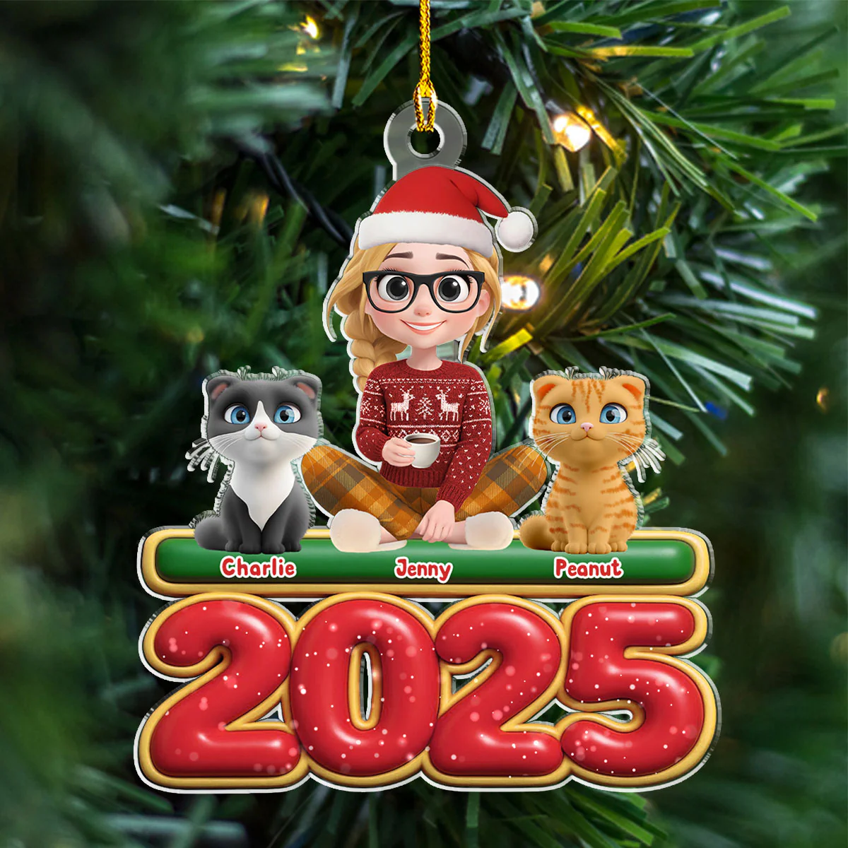 Me And My Cats - Personalized Custom Acrylic Ornament - Image 5