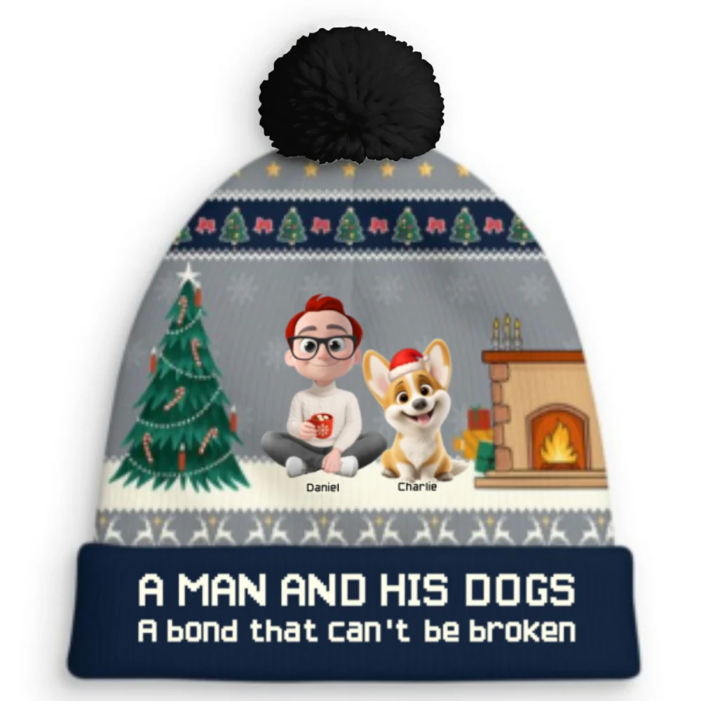 Me And My Dog Christmas - Personalized Custom Bobble Beanie Hat - Image 7