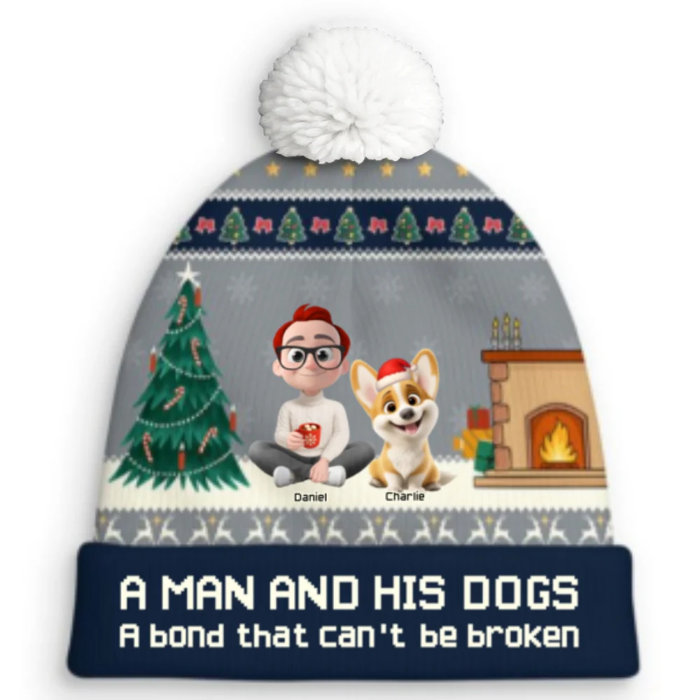 Me And My Dog Christmas - Personalized Custom Bobble Beanie Hat - Image 8