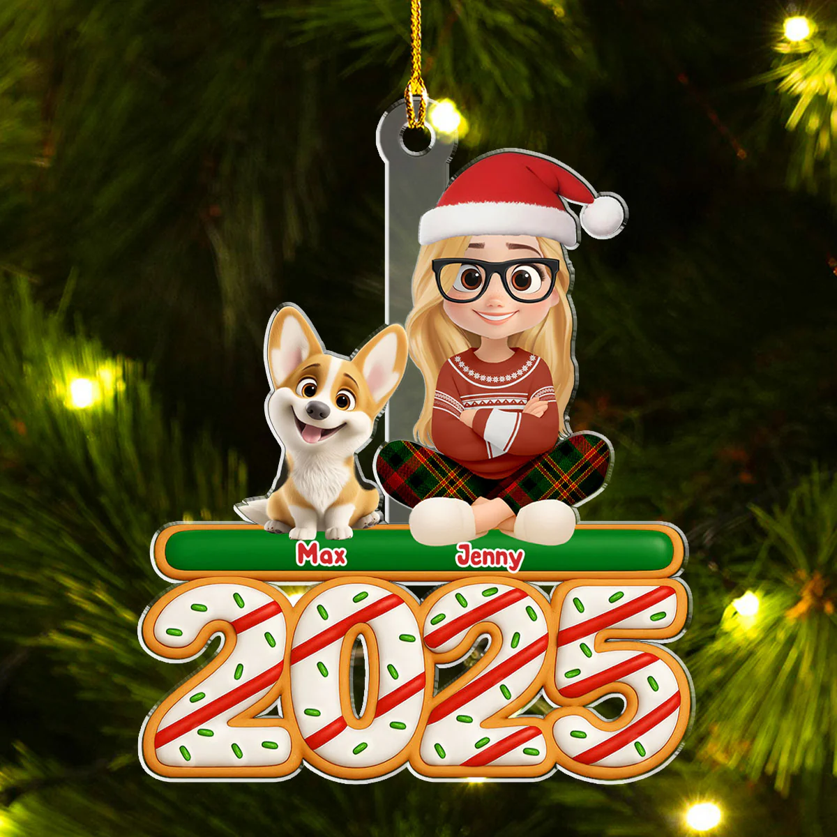 Me And My Dog Tree Cake - Personalized Custom Acrylic Ornament - Image 2