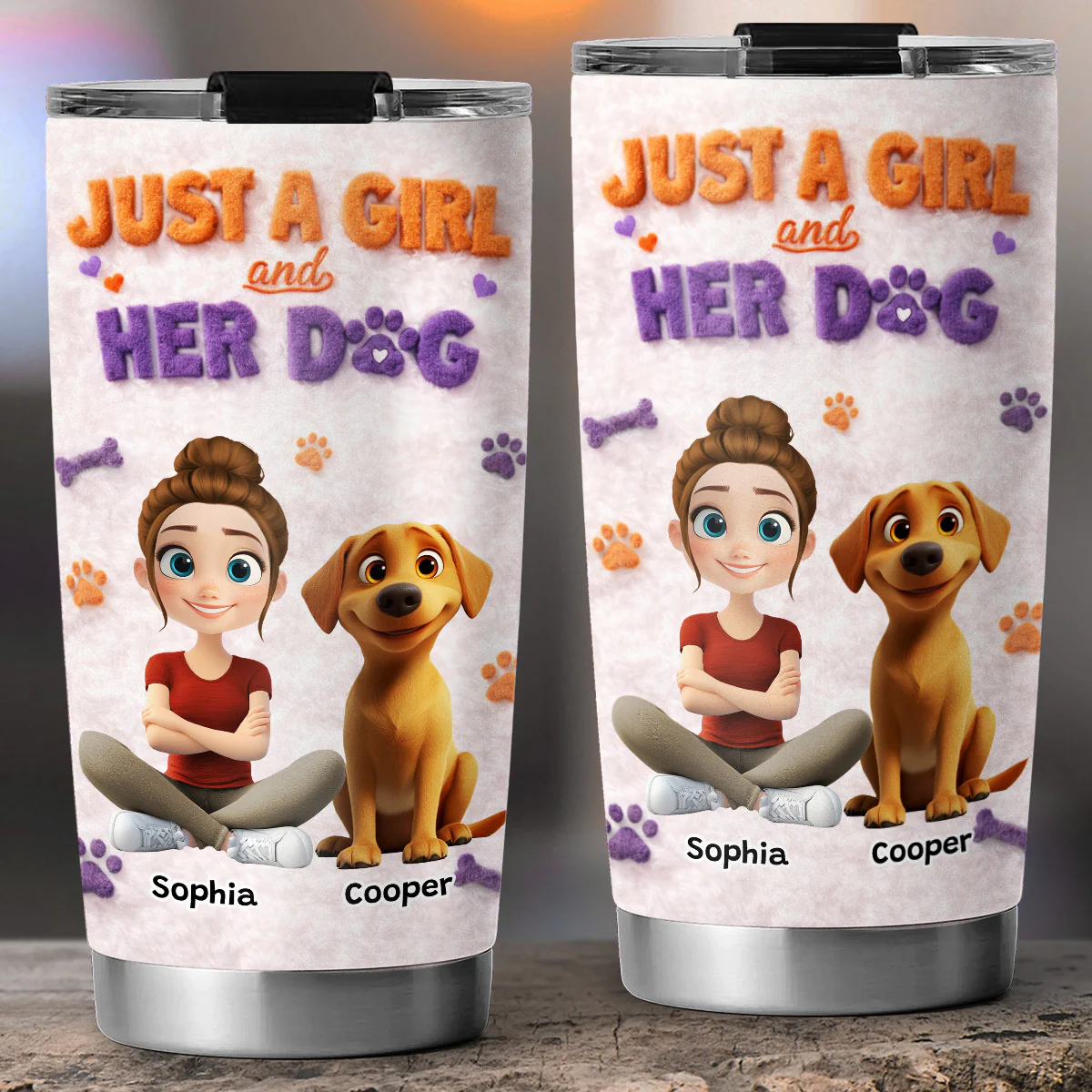 Me And The Dog - Personalized Custom 3D Effect Tumbler - Image 5