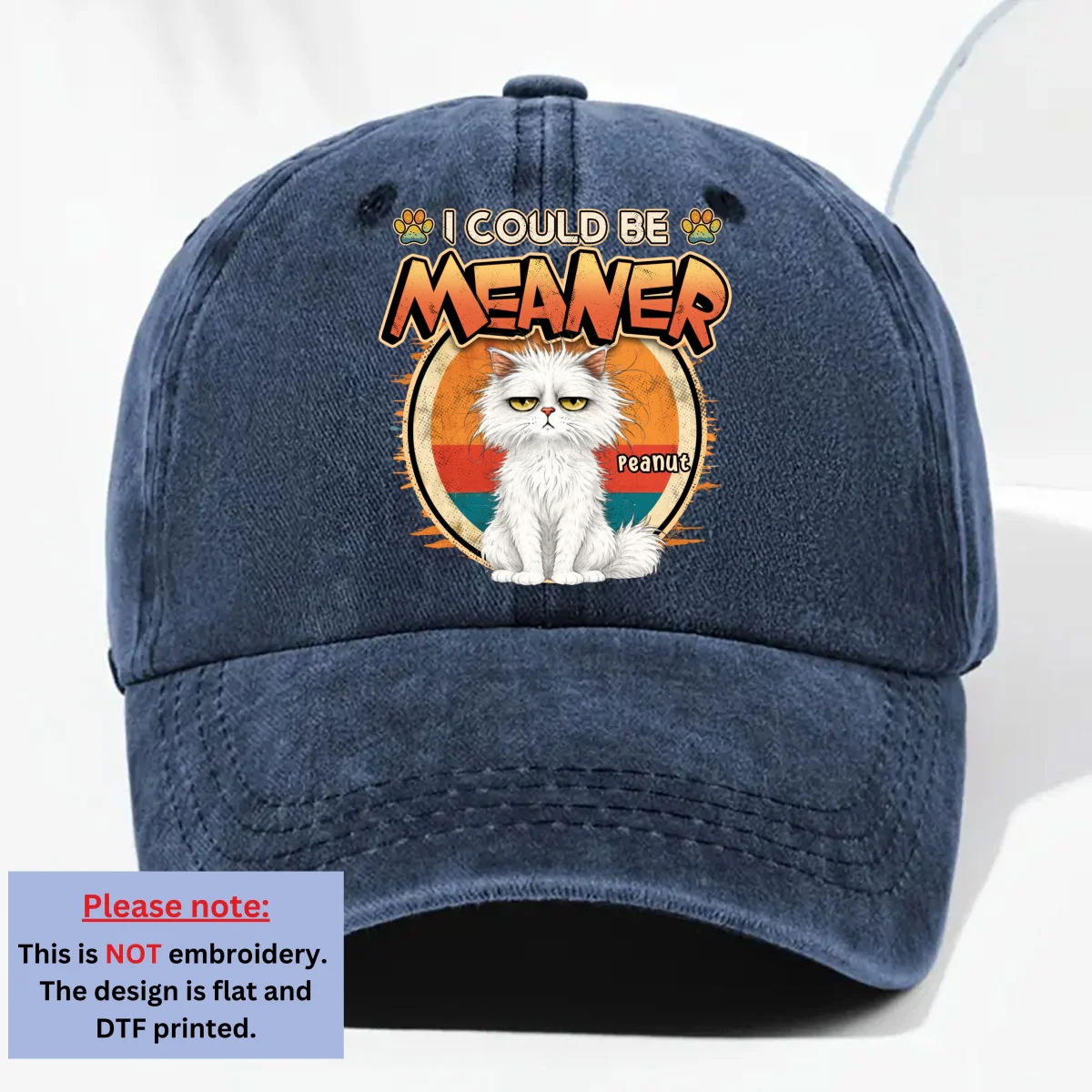 Meaner - Personalized Custom Vintage Washed Denim Cap - Image 9