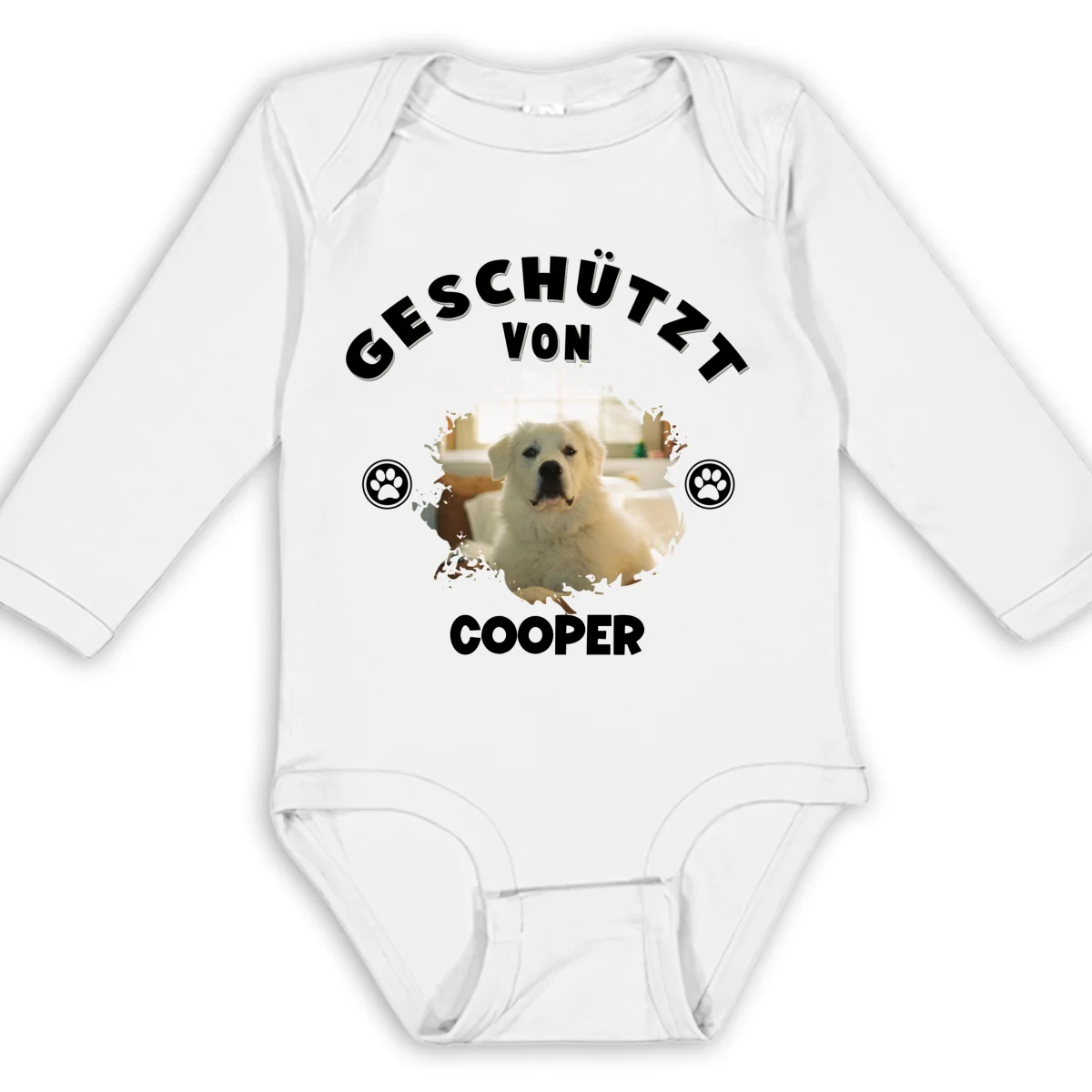 Mensch beschützt von Hunden Foto – Personalisierter Baby-Langarm-Body - Image 6