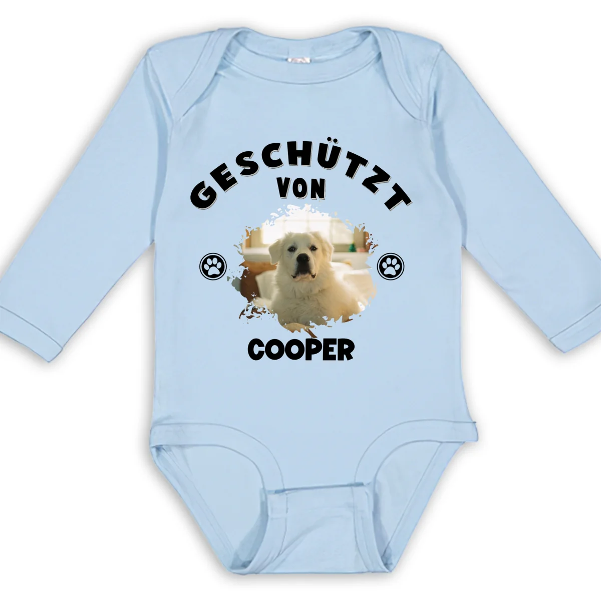 Mensch beschützt von Hunden Foto – Personalisierter Baby-Langarm-Body - Image 8