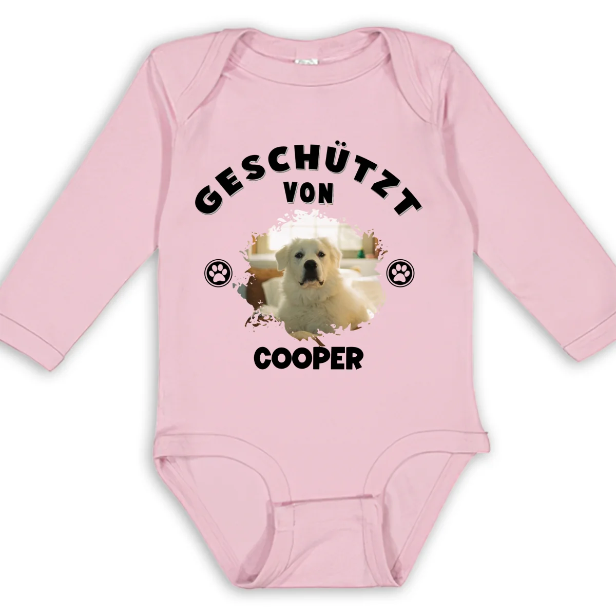 Mensch beschützt von Hunden Foto – Personalisierter Baby-Langarm-Body - Image 9