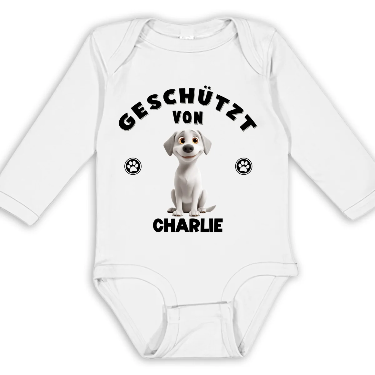 Mensch beschützt von Hunden – Personalisierter Baby-Langarm-Body - Image 6
