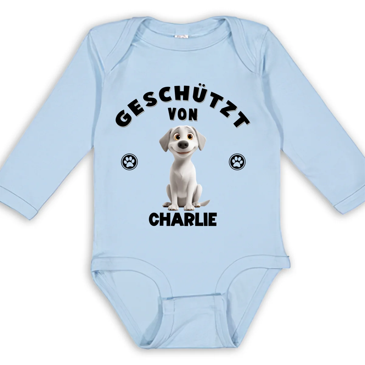 Mensch beschützt von Hunden – Personalisierter Baby-Langarm-Body - Image 8