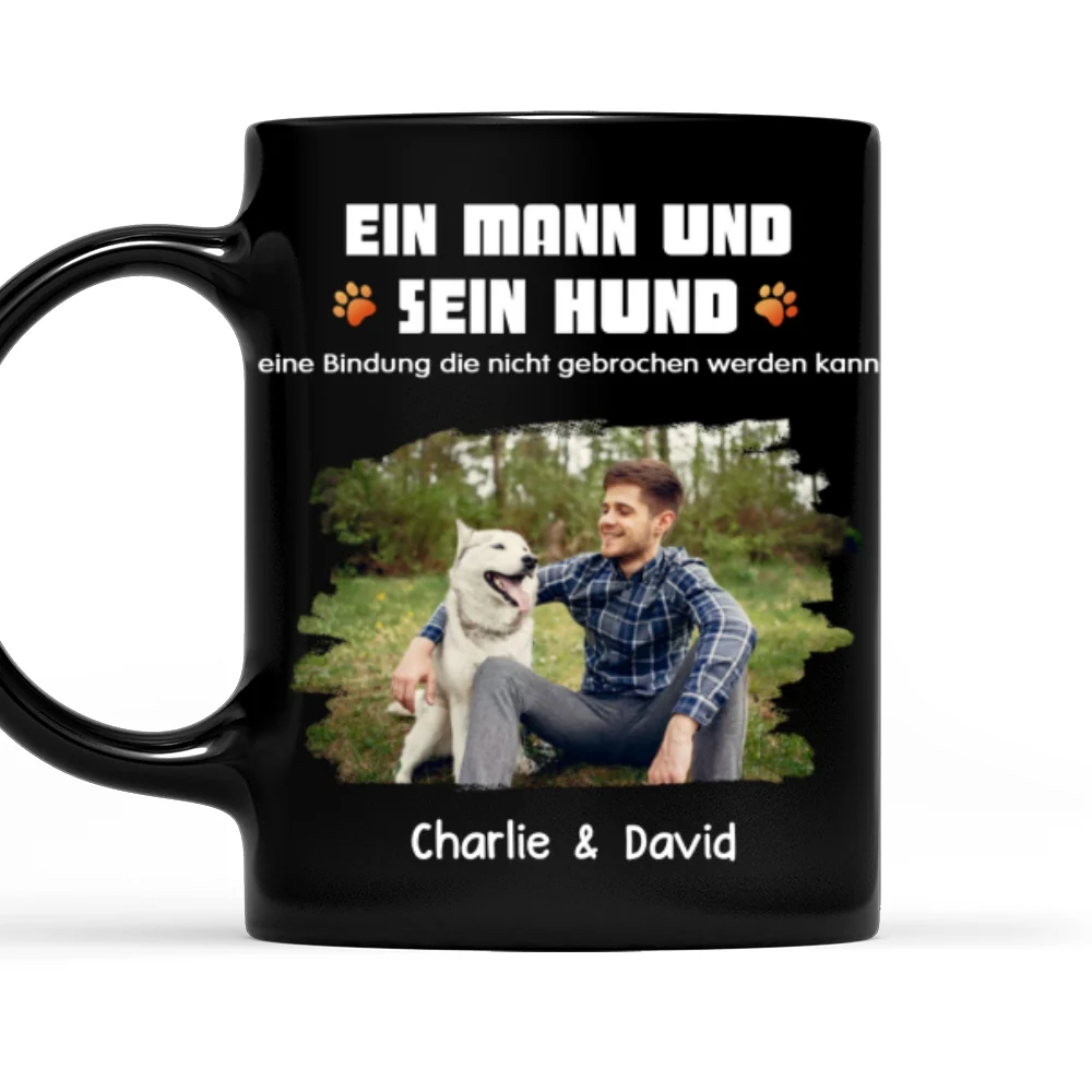 Mensch und sein Hund Cartoon Weihnachtsfoto – Personalisierte Kaffeetasse - Image 6