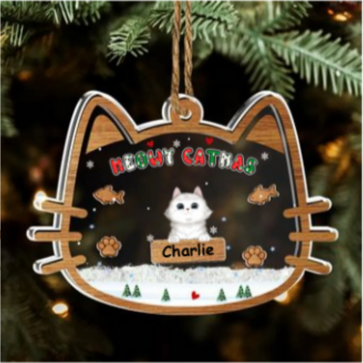 Meowy Catmas - Personalized Custom Acrylic Shaker Ornament - Image 6