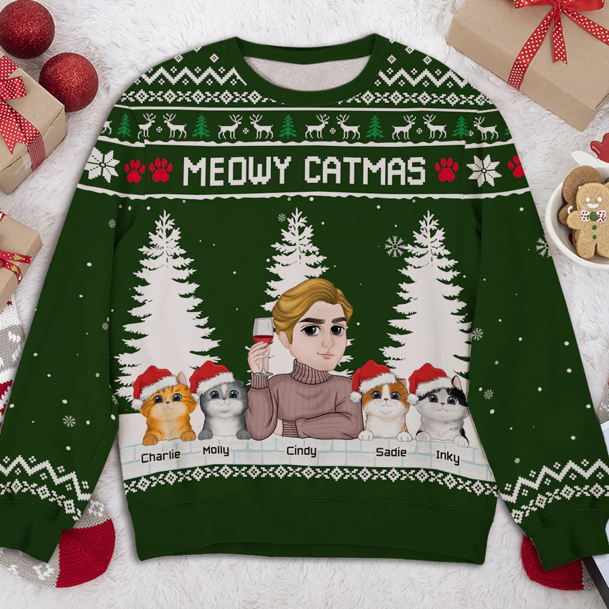 Meowy Catmas To My Mom Dad - Personalized Custom All-Over-Print Sweatshirt - Image 4