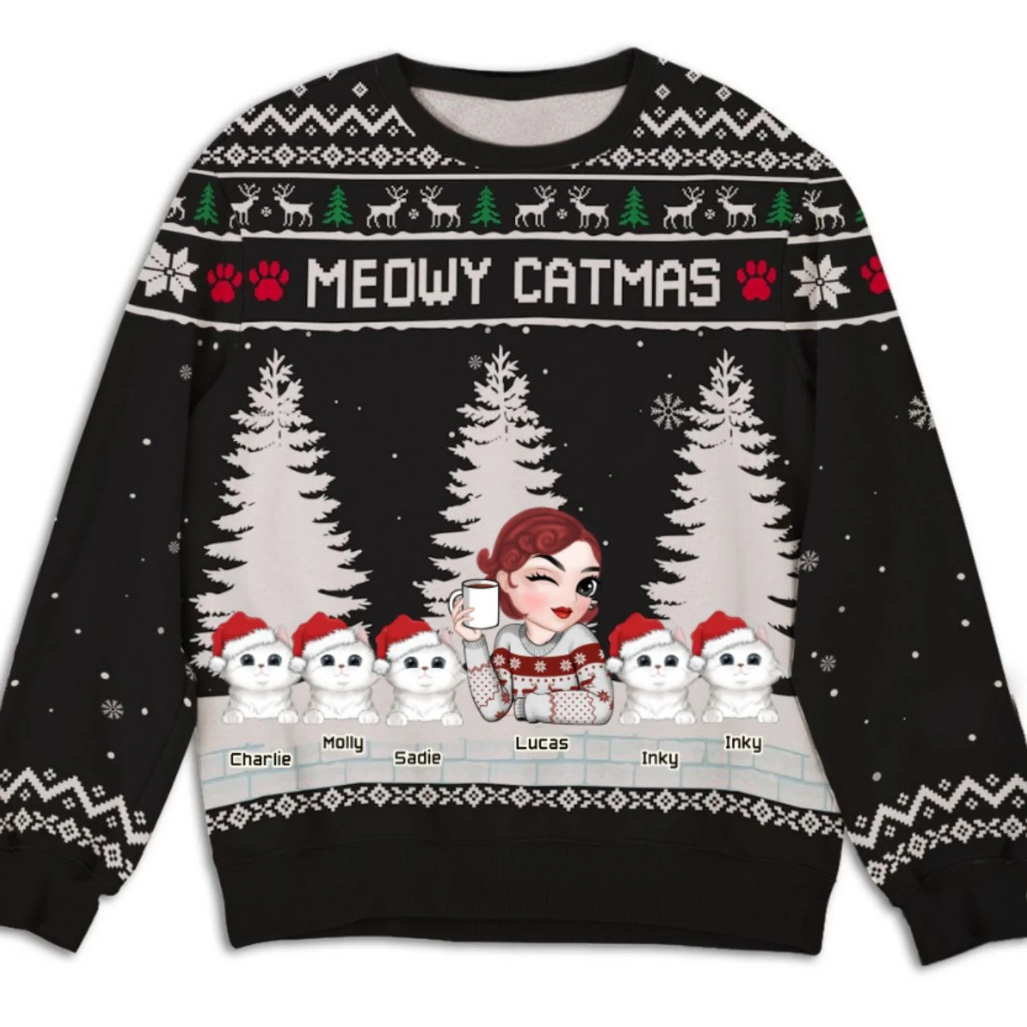 Meowy Catmas To My Mom Dad - Personalized Custom All-Over-Print Sweatshirt - Image 7