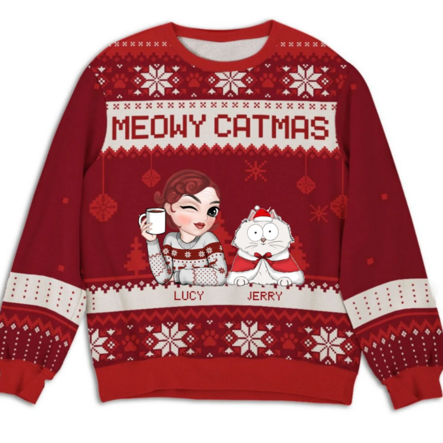 Merry Catmas - Personalized Custom All-Over-Print Sweatshirt - Image 8