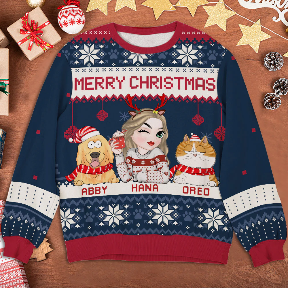 Merry Christmas - Personalized Custom All-Over-Print Sweatshirt - Image 2
