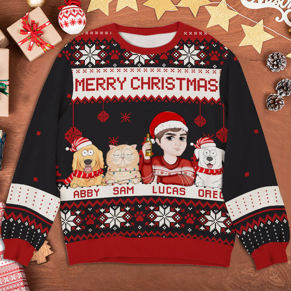 Merry Christmas - Personalized Custom All-Over-Print Sweatshirt - Image 3