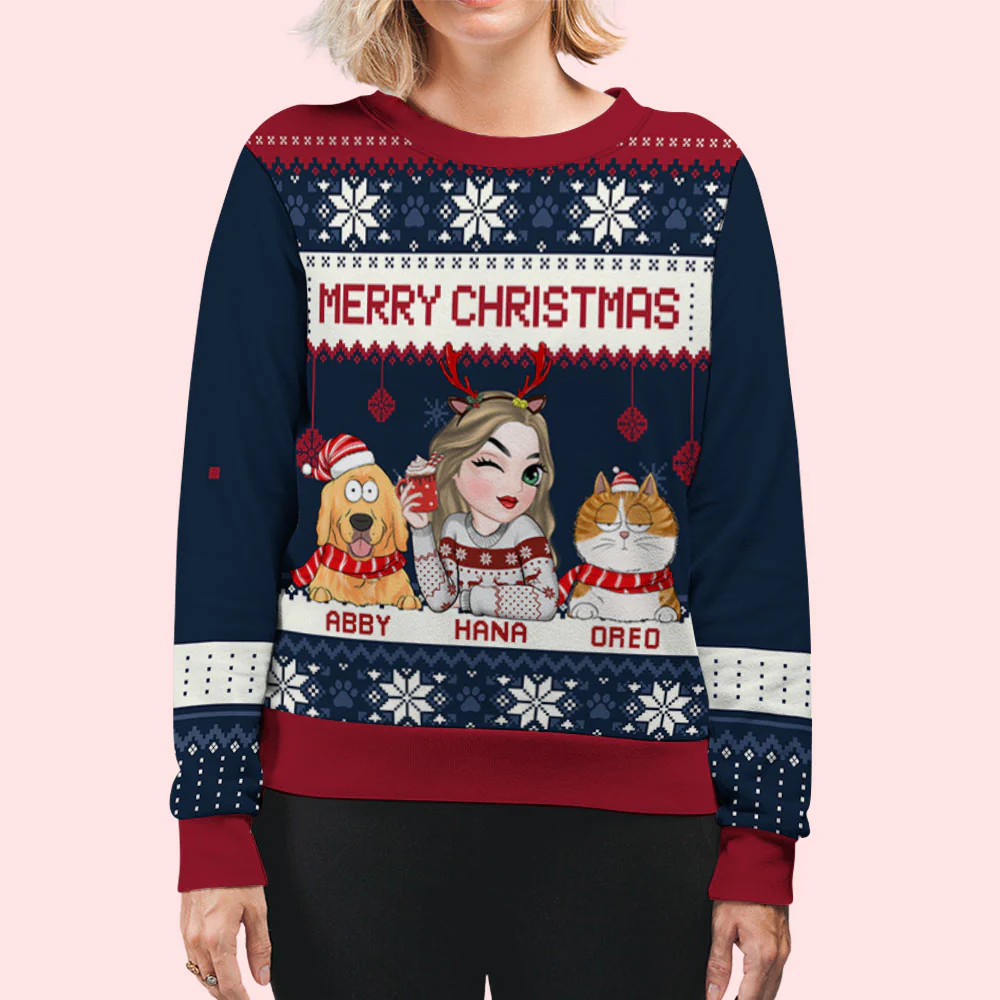 Merry Christmas - Personalized Custom All-Over-Print Sweatshirt - Image 4