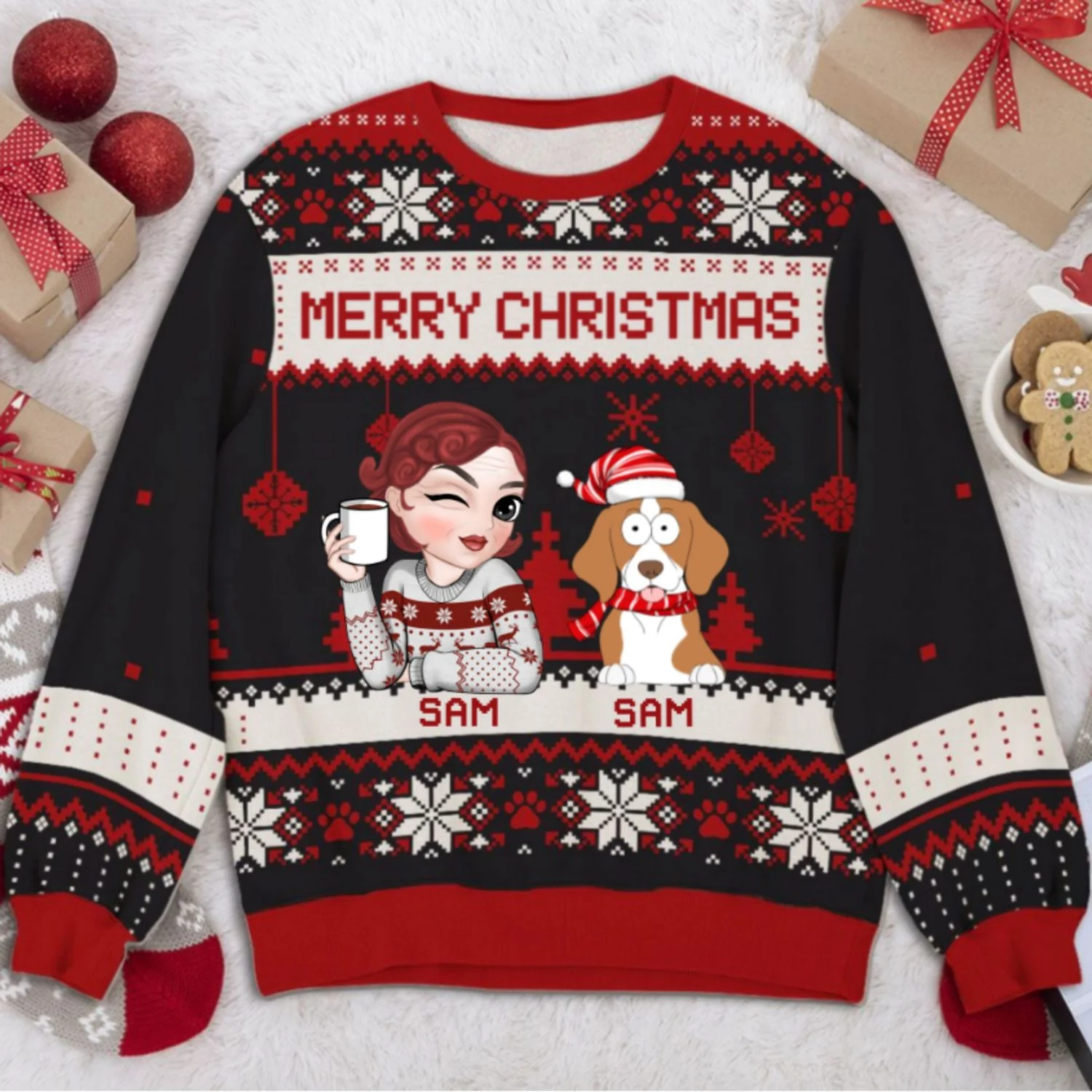 Merry Christmas - Personalized Custom All-Over-Print Sweatshirt - Image 7