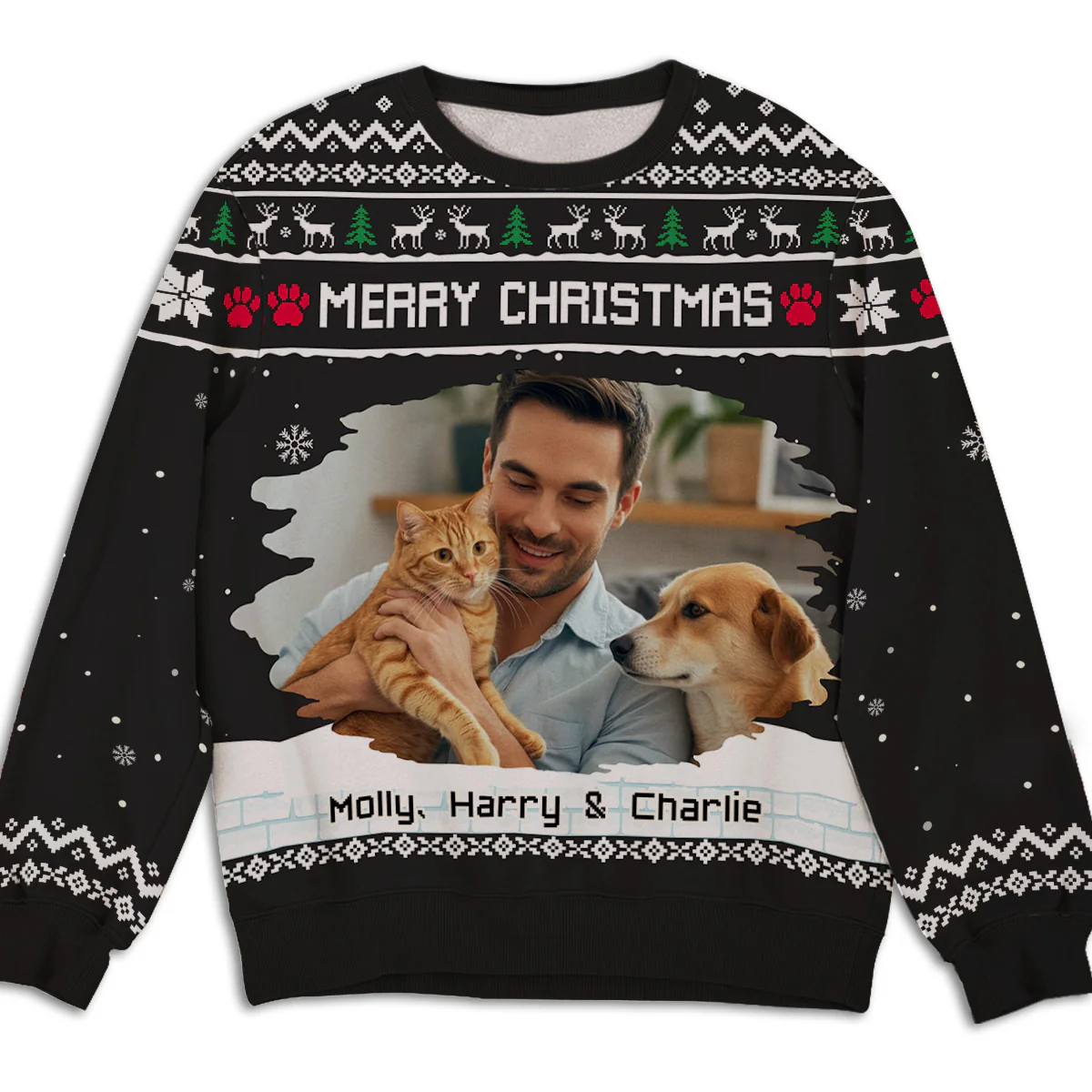 Merry Christmas To My Mom Dad Cartoon Photo - Personalized Custom All-Over-Print Sweatshirt - Image 2