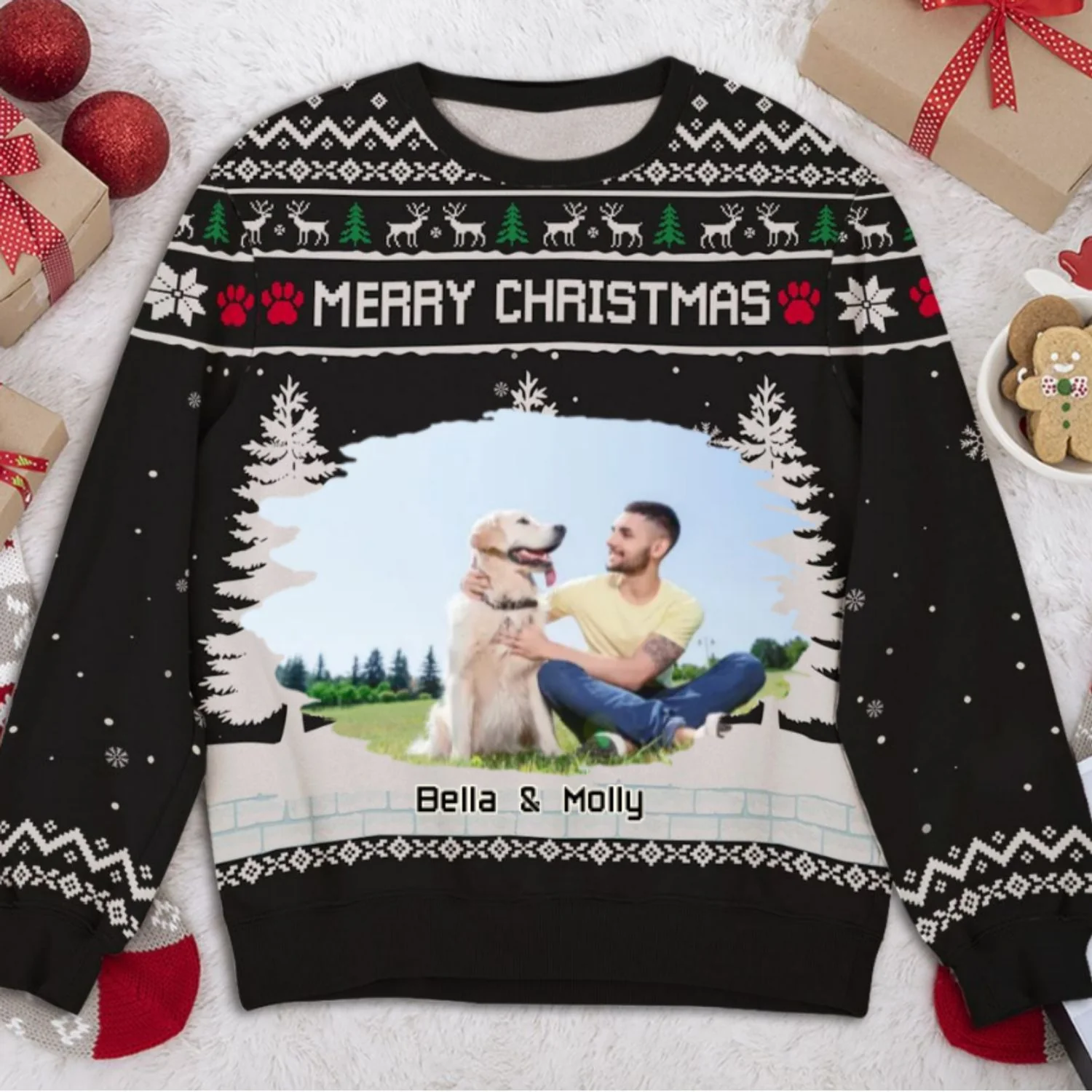 Merry Christmas To My Mom Dad Cartoon Photo - Personalized Custom All-Over-Print Sweatshirt - Image 3