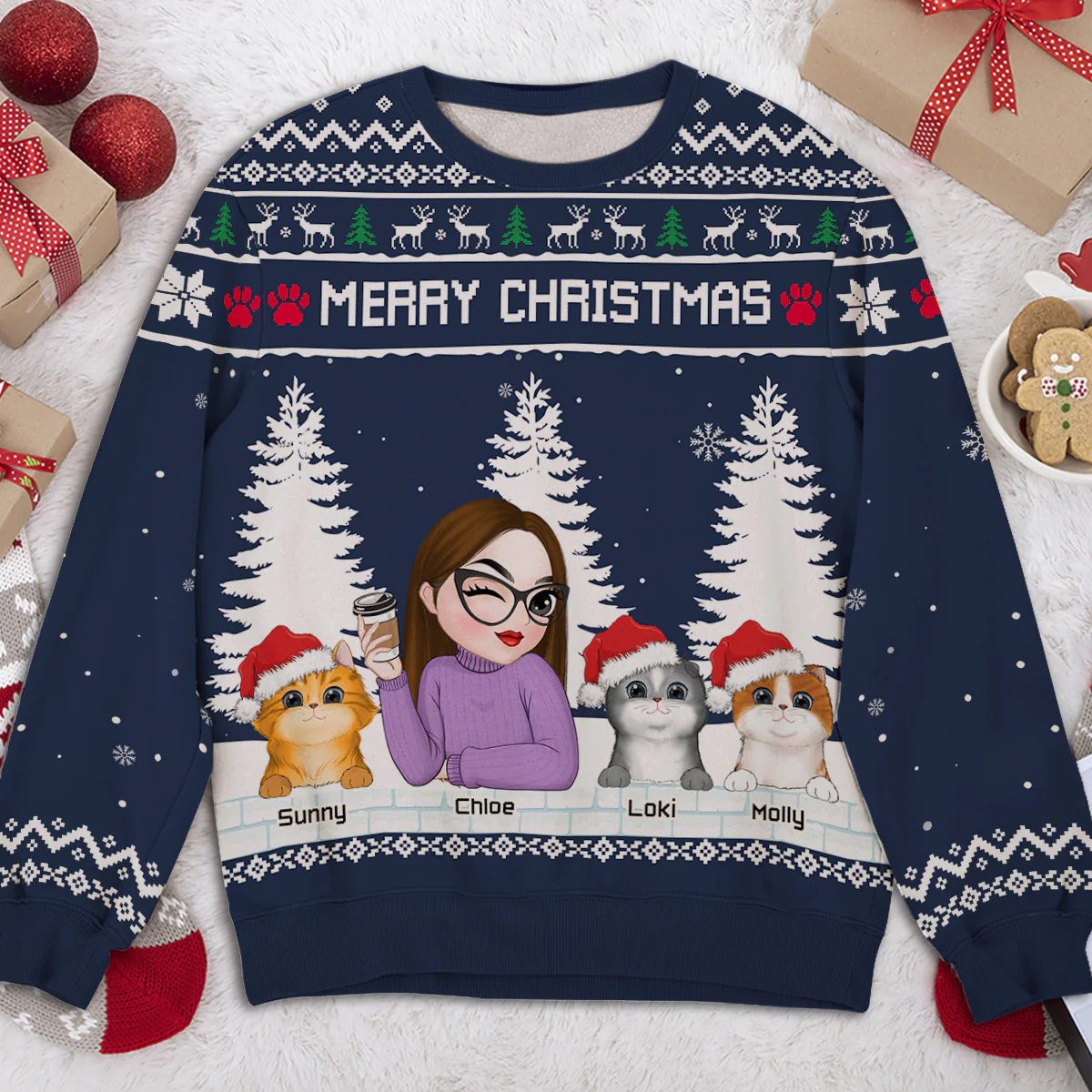 Merry Christmas To My Mom Dad - Personalized Custom All-Over-Print Sweatshirt - Image 3