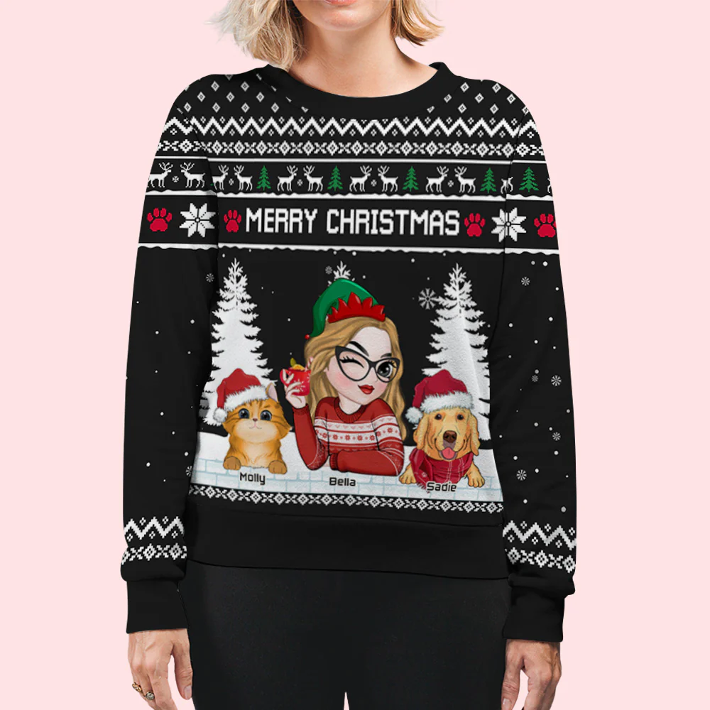 Merry Christmas To My Mom Dad - Personalized Custom All-Over-Print Sweatshirt - Image 5
