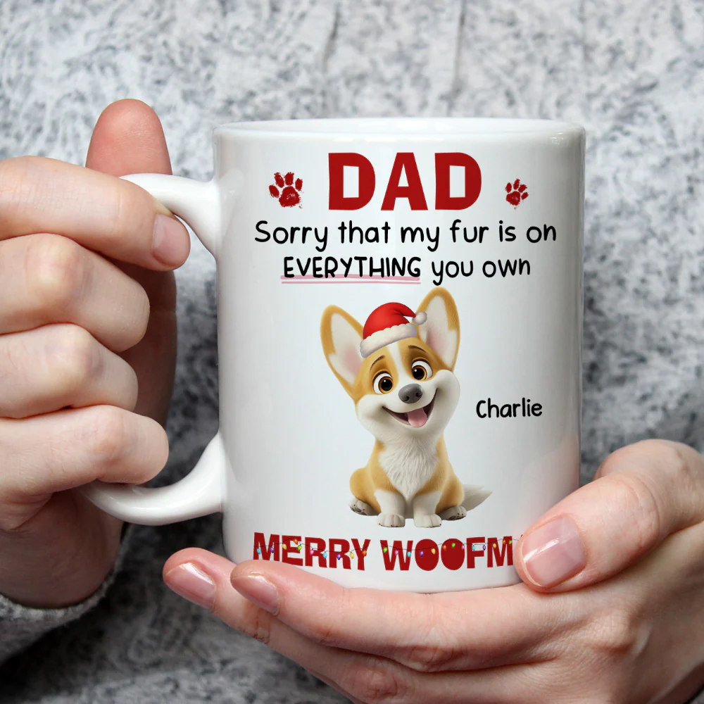 Merry Woofmas Mom Dad - Personalized Custom Coffee Mug - Image 2