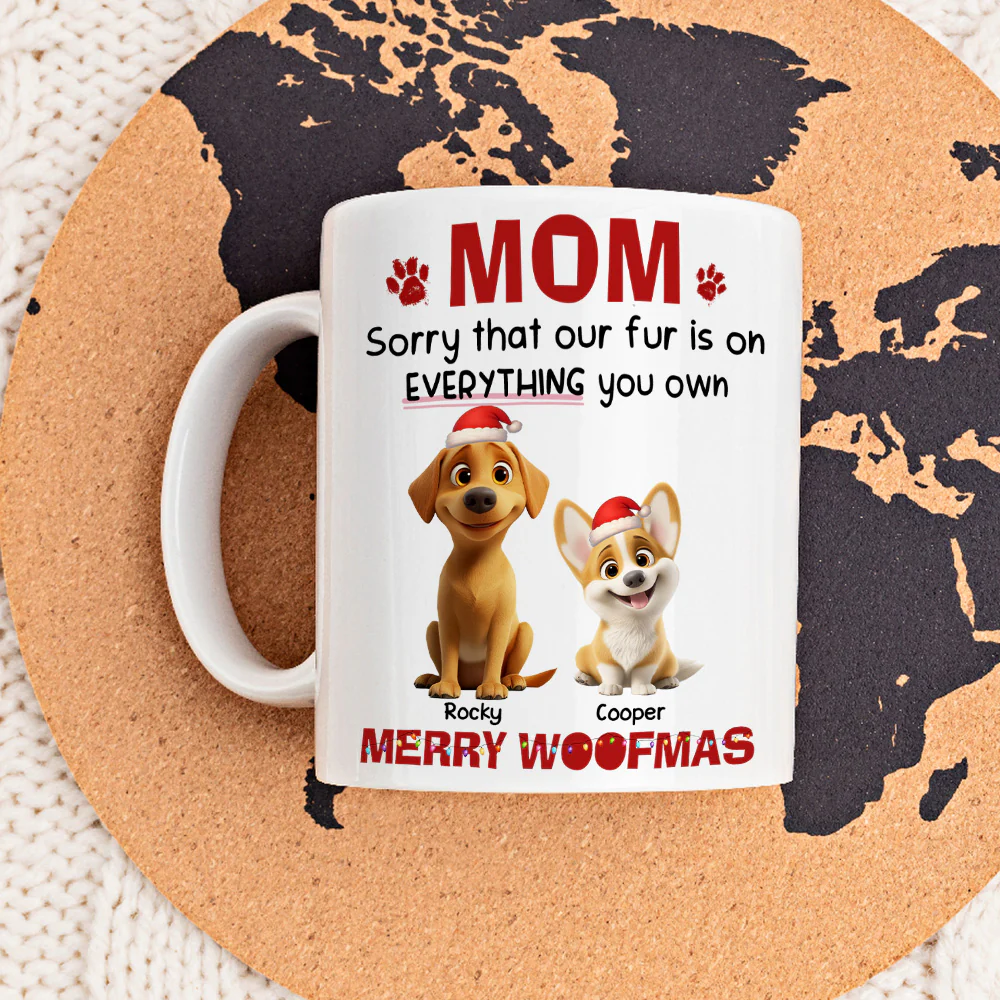Merry Woofmas Mom Dad - Personalized Custom Coffee Mug - Image 3