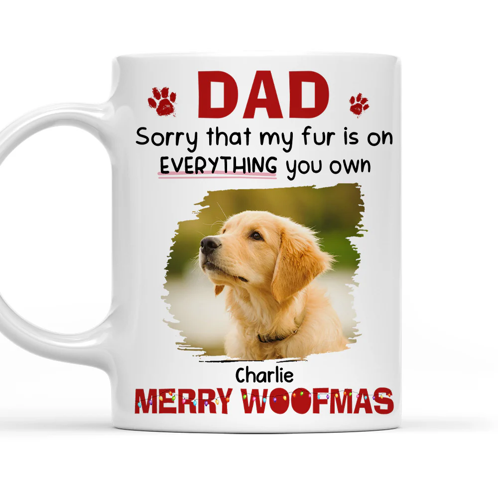 Merry Woofmas Mom Dad Photo - Personalized Custom Coffee Mug
